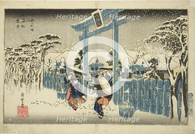 The Gion Shrine in Snow (Gionsha setchu), from the series "Famous Places in Kyoto...", c. 1834. Creator: Ando Hiroshige.