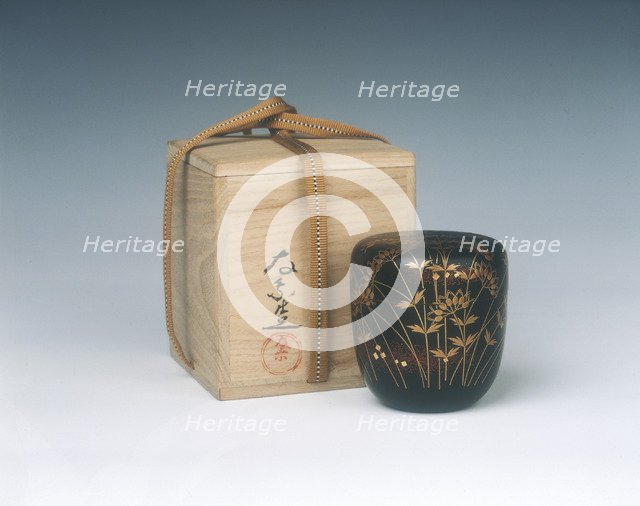 Lacquer natsume with stork, Middle Edo period, Japan, 18th century. Artist: Unknown