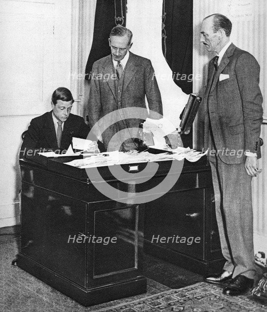 King Edward VIII at work with his staff in St James's Palace, London, 1936. Artist: Unknown