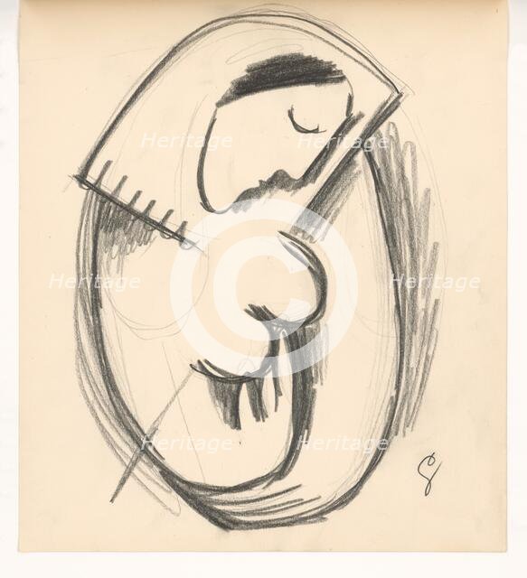 Study of a woman with a bowed head, 1938. Creator: Mikulas Galanda.