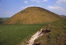 Silbury Hill, Wiltshire from the West, 20th century. Artist: CM Dixon.