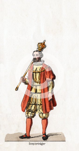 Holder of a sceptre, costume design for Shakespeare's play, Henry VIII, 19th century. Artist: Unknown