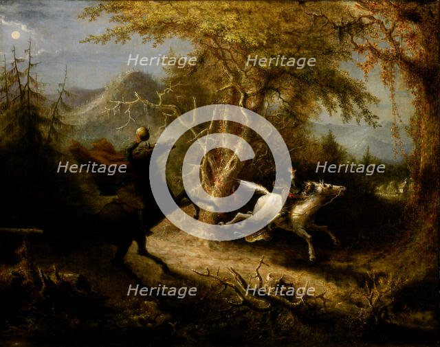 The Headless Horseman Pursuing Ichabod Crane, 1858. Creator: John Quidor.