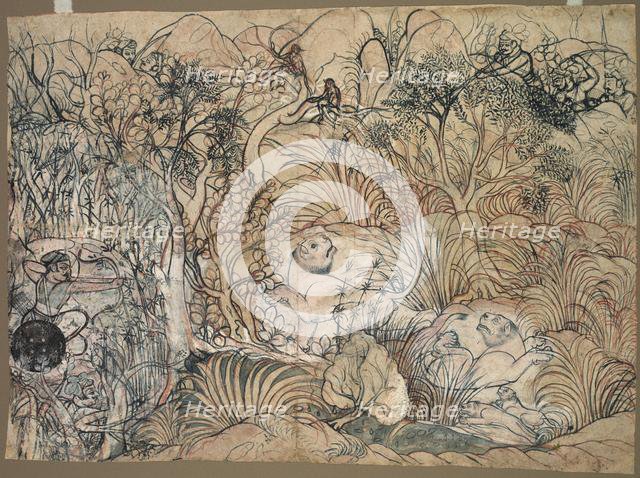 Umed Singh of Kota Hunting Lions, c. 1785-1790. Creator: Unknown.