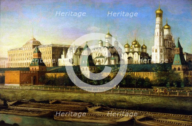 'View of the Moscow Kremlin', 19th century. Artist: Nikolai Podklyuchnikov
