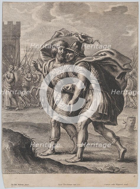 Achilles and Priam, in conversation outside of Troy, ca. 1644-66. Creator: Lucas Vorsterman II.