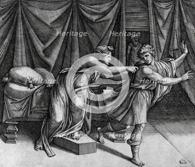 Joseph and Potiphar's Wife, c1520. Creator: Marcantonio Raimondi.