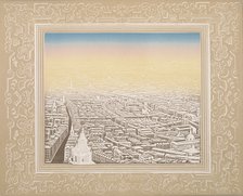 Aerial view of London framed in a decorative border, c1845. Artist: Kronheim & Co