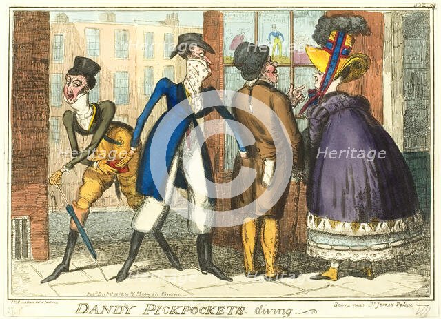 Dandy Pickpockets Diving, published December 2, 1818. Creator: Isaac Robert Cruikshank.