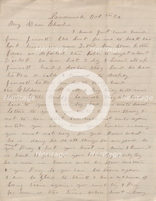 Letter with news of a child's death, 1876-1913. Creator: Unknown.