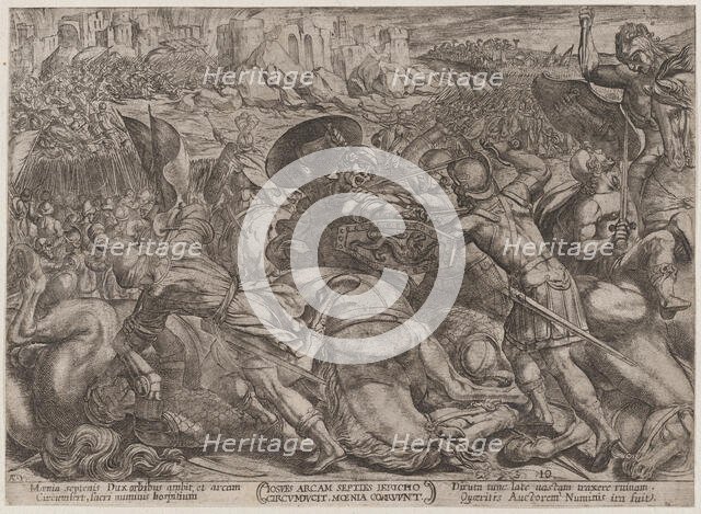 Plate 10: The Fall of Jericho, from 'The Battles of the Old Testament', ca. 1..., ca. 1590-ca. 1610. Creator: Antonio Tempesta.