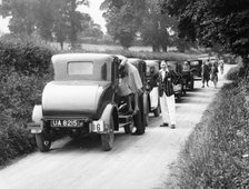 Traffic jam in a country lane, 1920s. Artist: Unknown