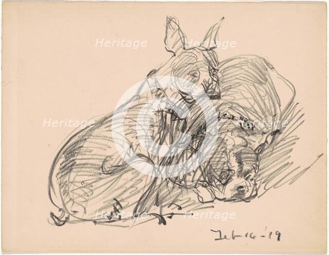 Two Dogs, 1919. Creator: Charles Herbert Woodbury.