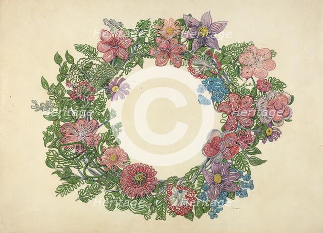 Cemetary Wreath, c. 1938. Creator: Al Curry.