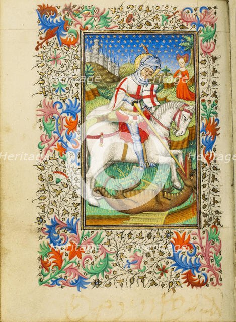 Saint George and the Dragon; Book of Hours, about 1430-1440. Creator: Fastolf Master.