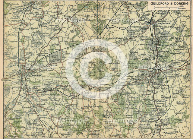 'Guildford & Dorking', c20th Century. Artist: John Bartholomew.