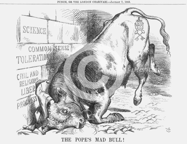 'The Pope's Mad Bull', 1865. Artist: John Tenniel