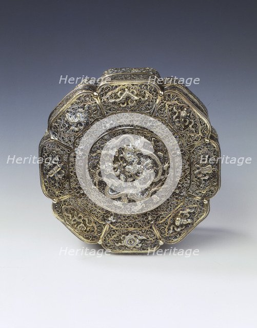 Silver filigree covered box, Qing Dynasty, China, late 18th century-early 19th century. Artist: Unknown