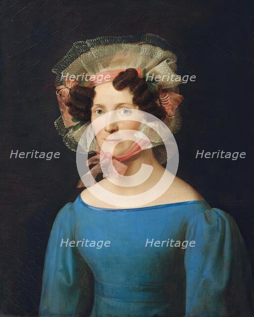 Lady in blue dress, 1827. Creator: Leopold Kupelwieser.