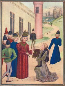 Froissart presenting his book of love poems to Richard II in 1395, 1905. Artist: Unknown.