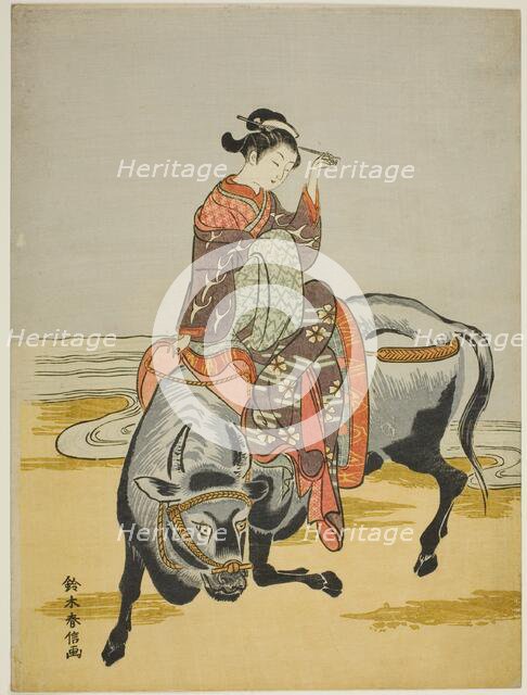 Courtesan Riding an Ox, c. 1766. Creator: Suzuki Harunobu.