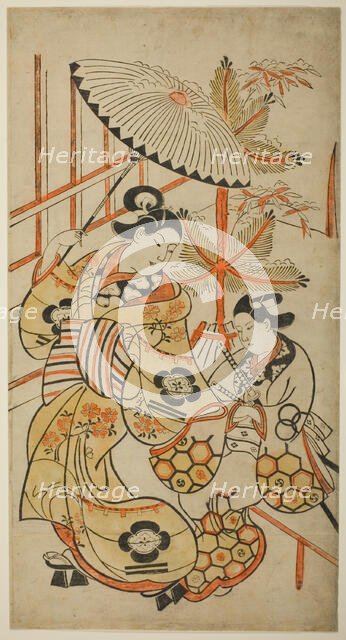 The Actors Matsumoto Hyozo as a courtesan and Nakagawa Hanzaburo as a young man, c. 1700. Creator: Torii Kiyonobu I.