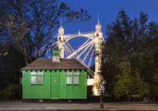 Night time view from the north of the Cabmen's Shelter on Chelsea Embankment, with part..., 2022.  Creator: Chris Redgrave.