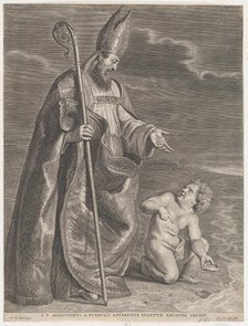 Saint Augustine, appearing to a child on a beach, ca. 1662-95., ca. 1662-95. Creator: Alexander Voet.