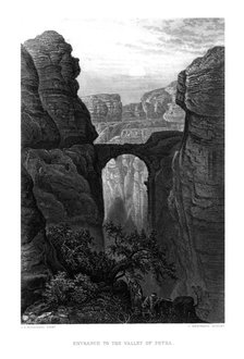 'Entrance to the Valley of Petra.', c1880. Artist: C Bertrand.