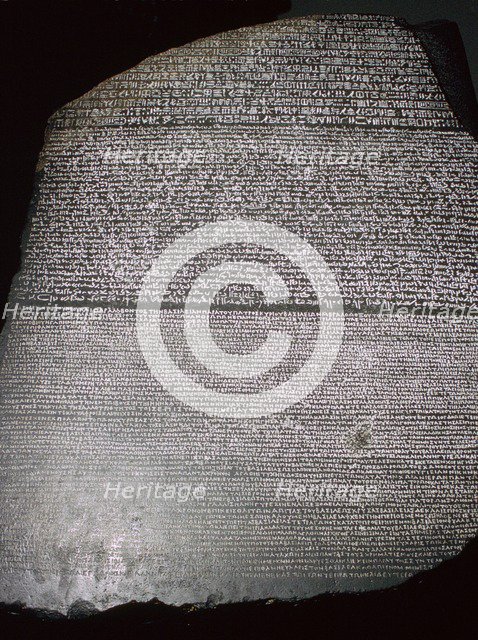 The Rosetta Stone, Egyptian, Ptolemaic Period, 196 BC. Artist: Unknown