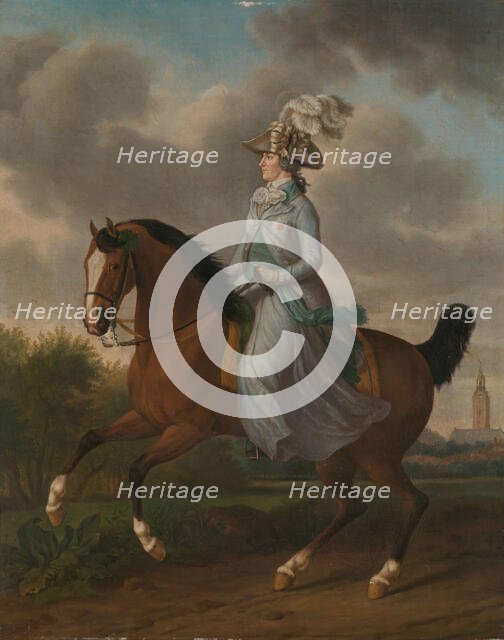 Equestrian portrait of Frederika Sophia Wilhelmina of Pruissia (1751-1820), 1789. Creator: Haag, Tethart Philipp Christian (1737-1812).