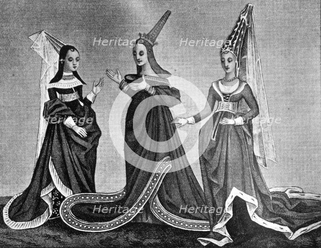 Female headdresses, 15th century, (1910). Artist: Unknown