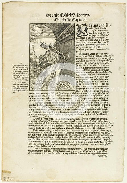 St. Peter from De Biblie vth der vthlegginge Doctoris Martini Luthers, plate 27 from... 1937. Creator: Erhard Altdorfer.