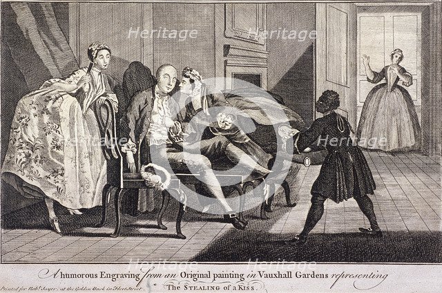'The Stealing of a Kiss', c1745. Artist: Anon