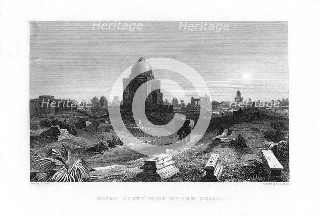 'Ruins South Side of Old Delhi', India, 19th century.Artist: G Hamilton