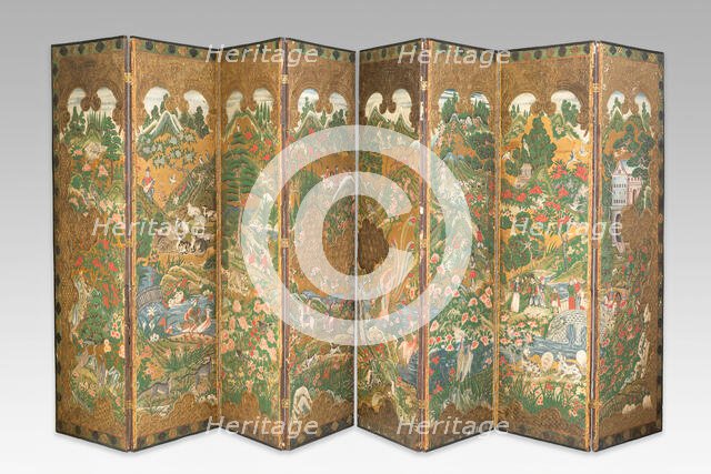 Folding Screen (Biombo), China, 17th century. Creator: Unknown.