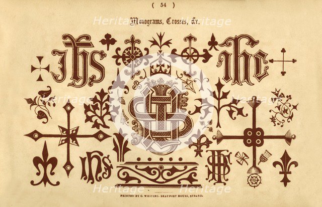 'Monograms, Crosses, &c.', 1862. Artist: Unknown.