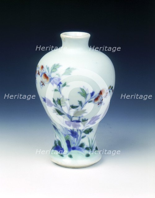 Doucai miniature meiping vase, Yongzheng period, Qing dynasty, China, 1723-1735. Artist: Unknown