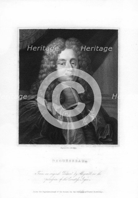 Henri Francois d'Aguesseau, 18th century French statesman, (1836).Artist: James Mollison