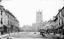 Looking into the Market Place towards St John the Baptist's Church, Cirencester, Glos, 1860-1922.  Creator: Henry Taunt.