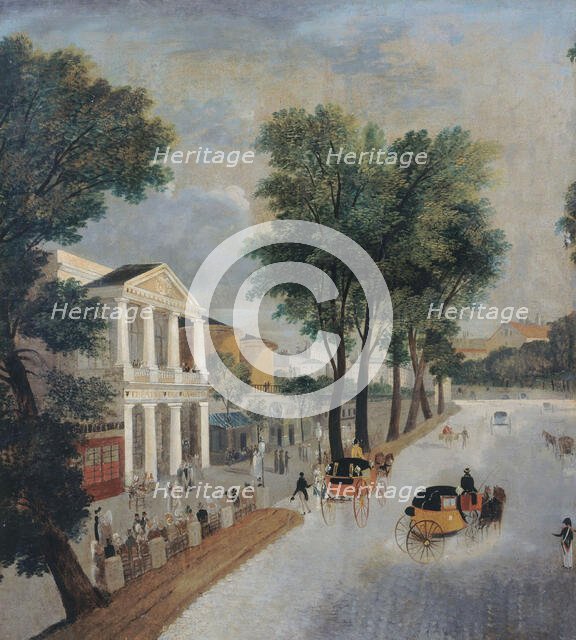 Theatre des Varietes and panorama of rotundas on boulevard Montmartre, around 1820, current 2nd... Creator: Unknown.