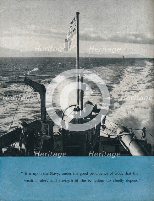 View from the stern of a British warship, c1940 (1943). Artist: Unknown.