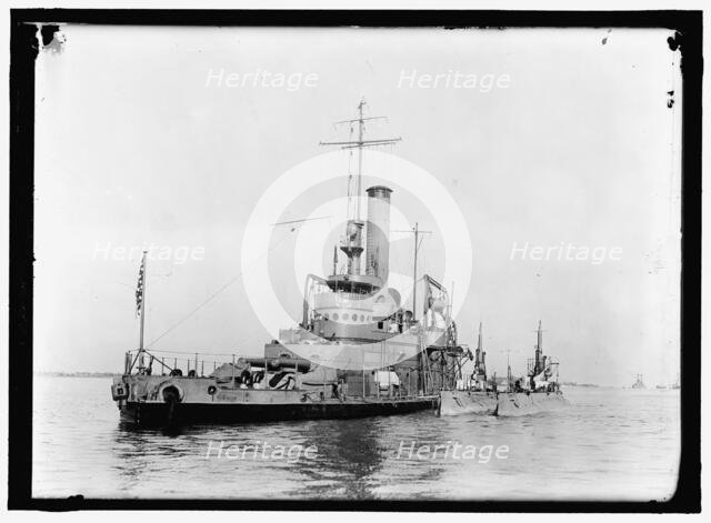 Monitor USS Tallahassee with submarines K-6 and K-5 at Hampton Roads, Virginia, Dec 10, 1916, 6189. Creator: Harris & Ewing.