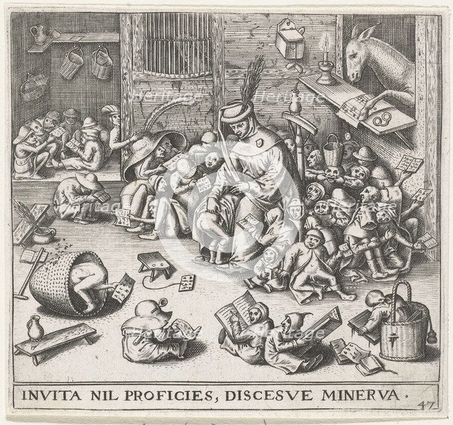 The Ass in the School. Artist: Heyden, Pieter, van der (1538-1572)