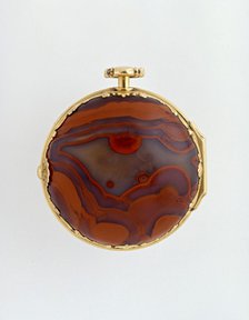 Gold and agate pair-cased verge watch, c1760. Artists: Francis Perigal, Stephen Goujon.