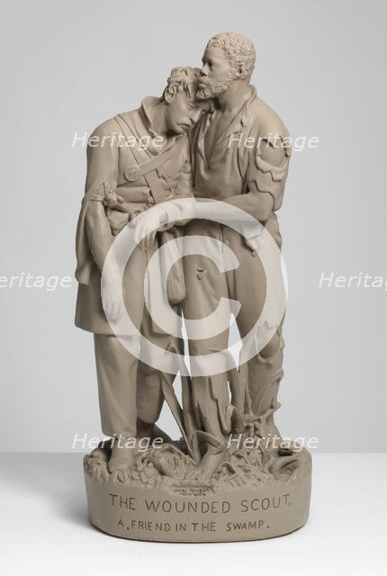 The Wounded Scout. A Friend In The Swamp., 1864. Creator: John Rogers.