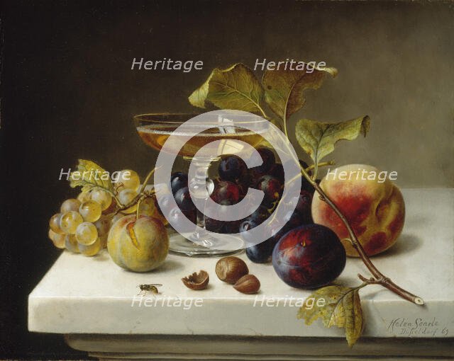 Still Life with Fruit and Champagne, 1869. Creator: Helen Searle.