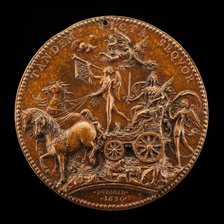 Fortune Chained to a Chariot Carrying Fame and France [reverse], 1630. Creator: Jean Warin.