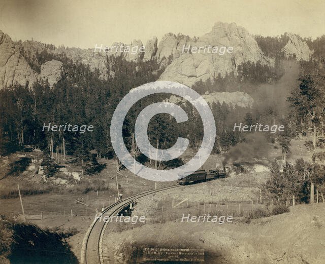 Horse Shoe Curve On B[urlington] and M[issouri River] R'y Buckhorn Mountains, 1891. Creator: John C. H. Grabill.