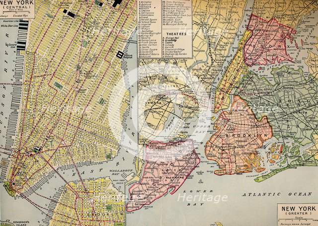 'Business Centre of New York at the Seaward End of Manhattan and environs', c1930s. Artist: Unknown.